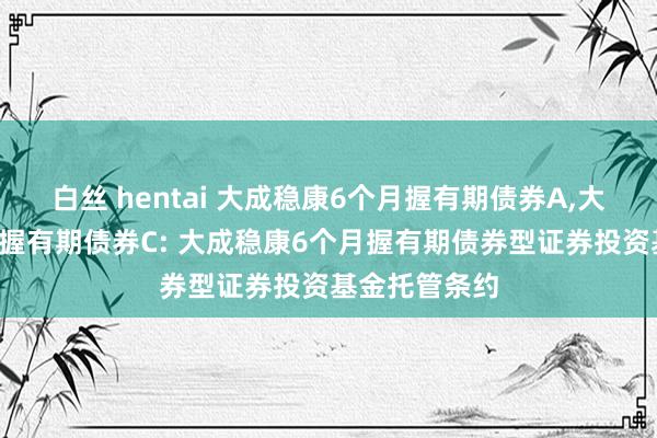 白丝 hentai 大成稳康6个月握有期债券A,大成稳康6个月握有期债券C: 大成稳康6个月握有期债券型证券投资基金托管条约