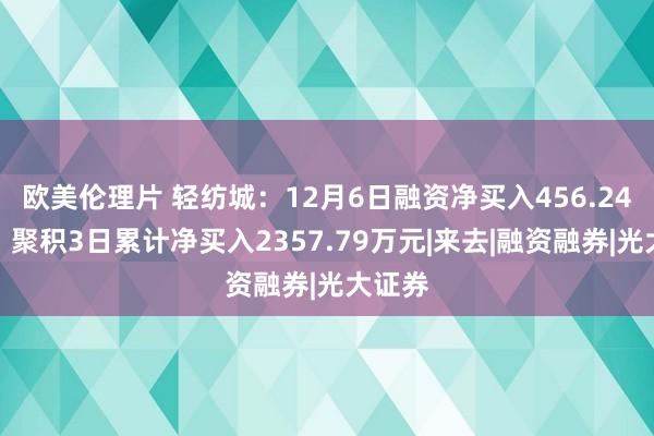 欧美伦理片 轻纺城：12月6日融资净买入456.24万元，聚积3日累计净买入2357.79万元|来去|融资融券|光大证券