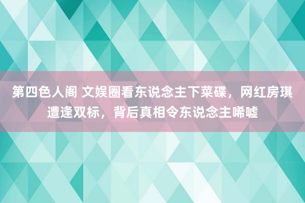 第四色人阁 文娱圈看东说念主下菜碟，网红房琪遭逢双标，背后真相令东说念主唏嘘